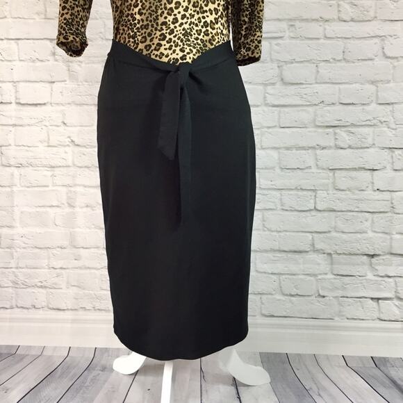 Black stretch midi skirt, womens small/medium capsule wardrobe basic - Picture 1 of 5